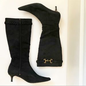 Zara Black Suede Pointed Toe Boots Size 8